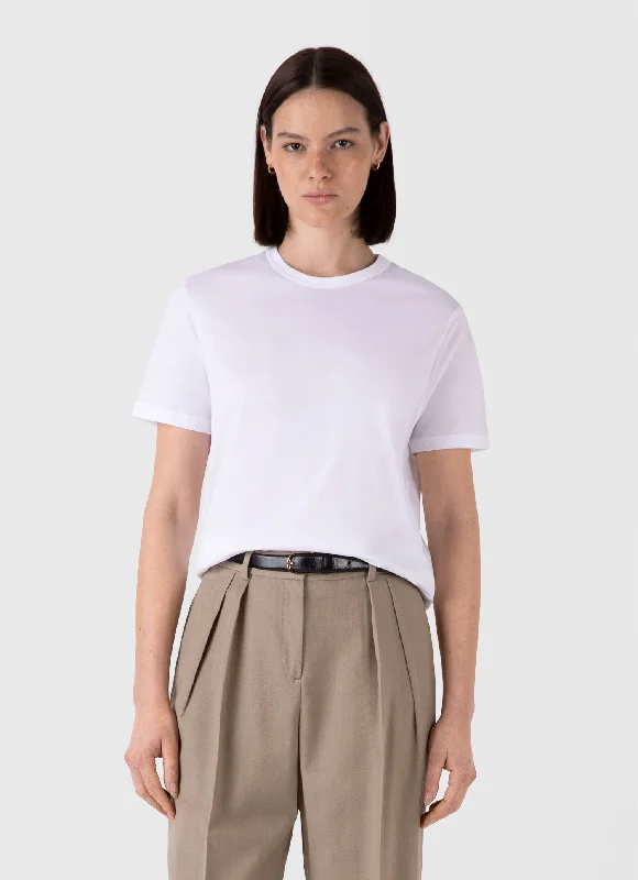 Women's brown t shirt Women's Relaxed Fit T-shirt in White