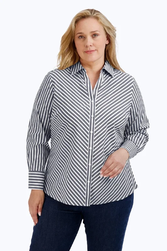 Women's button - front long sleeve poplin shirt Gothic long sleeve black shirtsMary Plus No Iron Stretch Stripe Long Sleeve Shirt, Black/White Stripe Women's button - front long sleeve poplin shirt Gothic long sleeve black shirtsMary Plus No Iron Stretch Stripe Long Sleeve Shirt, Black/White Stripe