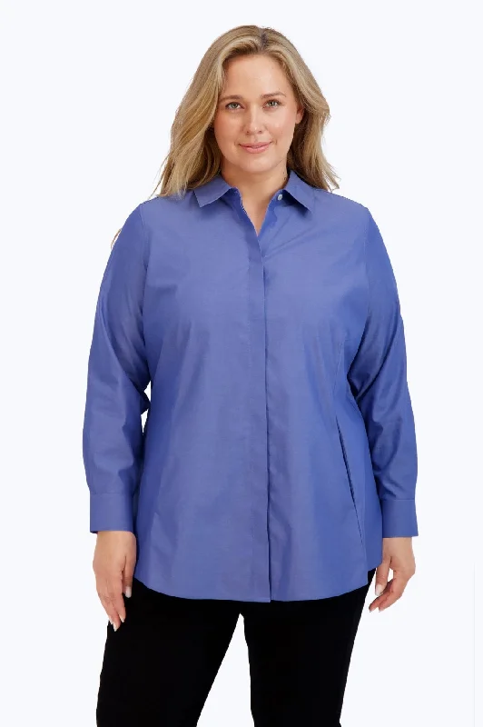 Women's thermal long sleeve fleece - lined shirt Rayon long sleeve flowy shirtsCici Plus No Iron Pinpoint Long Sleeve Tunic, Dark Chambray Women's thermal long sleeve fleece - lined shirt Rayon long sleeve flowy shirtsCici Plus No Iron Pinpoint Long Sleeve Tunic, Dark Chambray