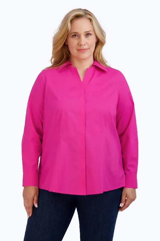 Women's embroidered long sleeve linen shirt Linen long sleeve casual shirtsTaylor Plus No Iron Stretch Long Sleeve Shirt, Azalea Women's embroidered long sleeve linen shirt Linen long sleeve casual shirtsTaylor Plus No Iron Stretch Long Sleeve Shirt, Azalea