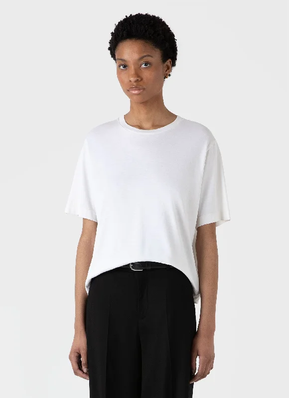 Women's office t shirt Women's Boxy Silk T-shirt in White