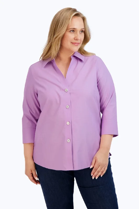 Women's festival - wear long sleeve bohemian shirt Paityn Plus No Iron Pinpoint 3/4 Sleeve Shirt, Soft Violet Women's festival - wear long sleeve bohemian shirt Paityn Plus No Iron Pinpoint 3/4 Sleeve Shirt, Soft Violet