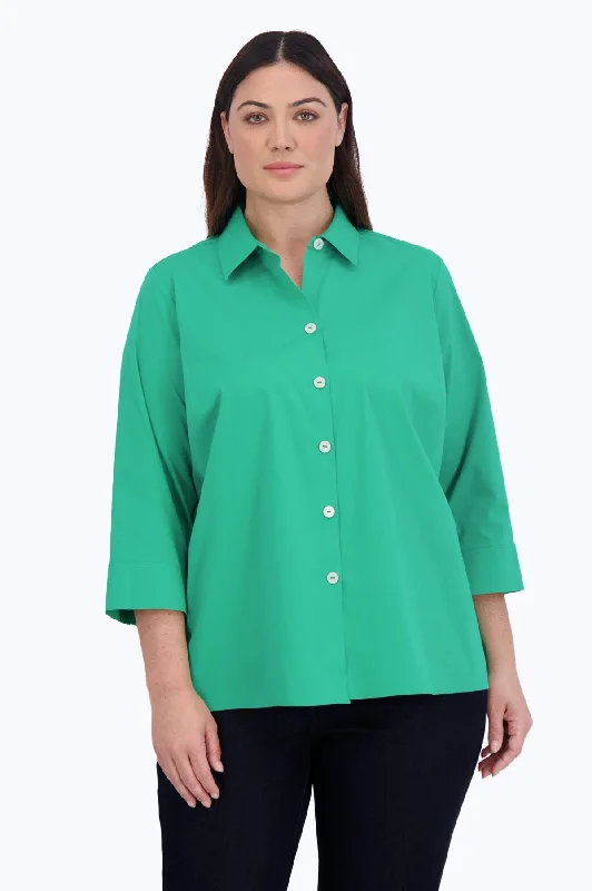 Women's nursing long sleeve shirt for new moms Kelly Plus No Iron Stretch 3/4 Sleeve Shirt Women's nursing long sleeve shirt for new moms Kelly Plus No Iron Stretch 3/4 Sleeve Shirt