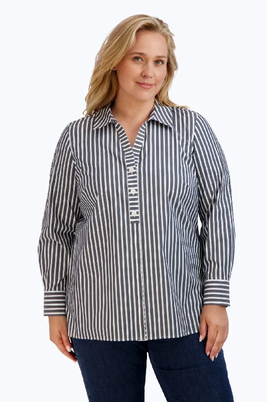 Women's thermal long sleeve fleece - lined shirt Flannel long sleeve cozy shirtsPamela Plus No Iron Stretch Stripe Long Sleeve Shirt Women's thermal long sleeve fleece - lined shirt Flannel long sleeve cozy shirtsPamela Plus No Iron Stretch Stripe Long Sleeve Shirt