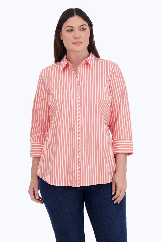 Women's sustainable long sleeve organic cotton shirt Charlie Plus No Iron Stretch Stripe Shirt Women's sustainable long sleeve organic cotton shirt Charlie Plus No Iron Stretch Stripe Shirt