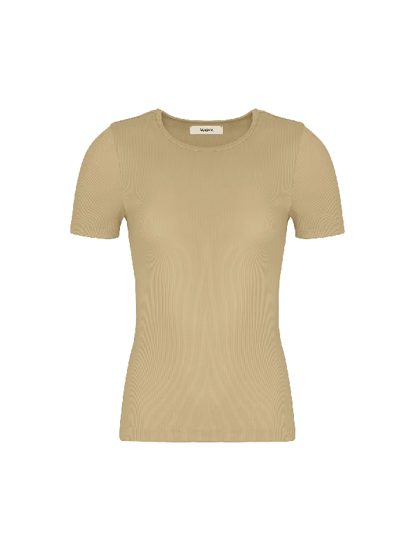 Women's zebra print t shirt Women's 365 Lightweight Rib T-Shirt—maitake beige