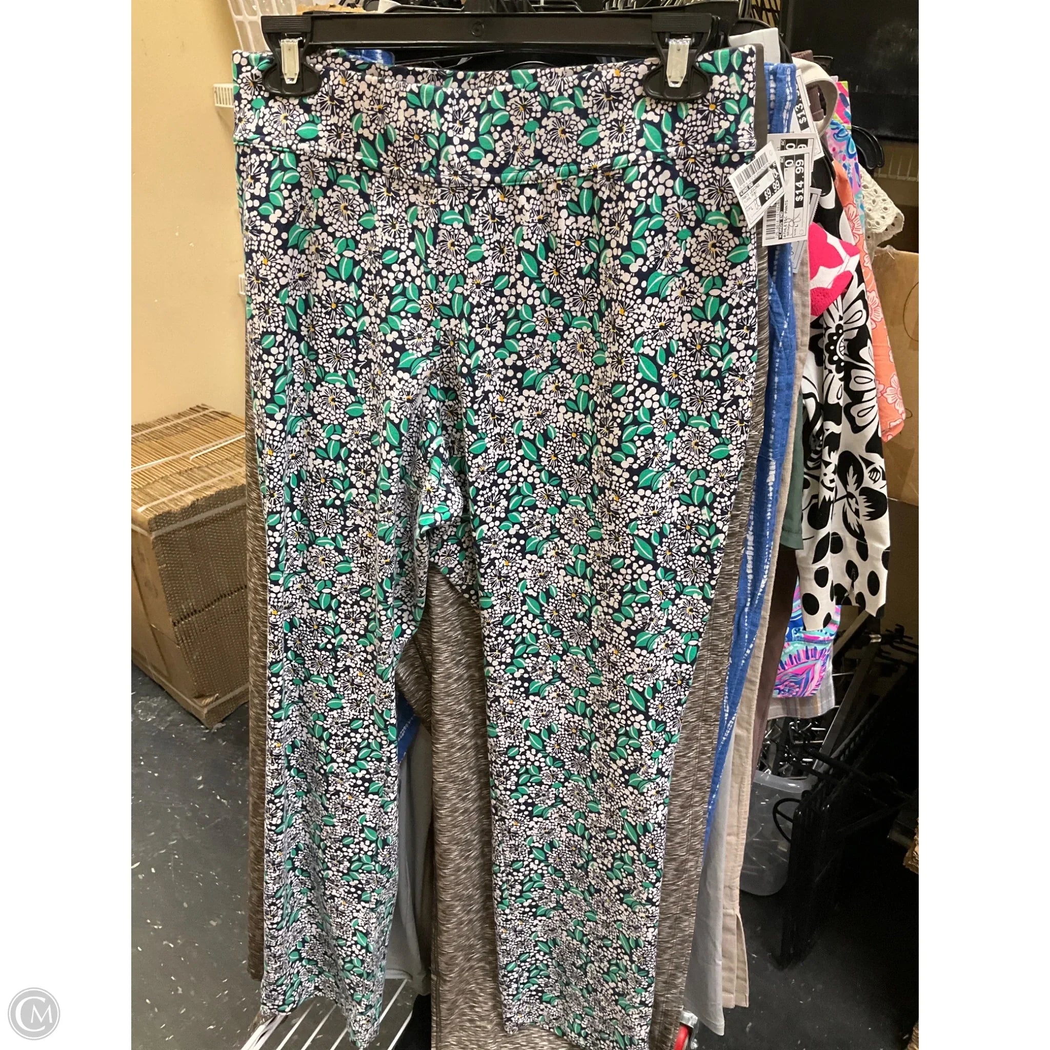 Women's casual - wear tight trousers Pants Leggings By Lands End In Floral Print, Size: L Women's casual - wear tight trousers Pants Leggings By Lands End In Floral Print, Size: L