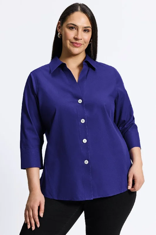 Women's fitted long sleeve stretch cotton shirt Paityn Plus No Iron Pinpoint 3/4 Sleeve Shirt Women's fitted long sleeve stretch cotton shirt Paityn Plus No Iron Pinpoint 3/4 Sleeve Shirt