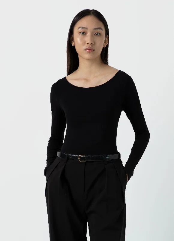 Women's yoga t shirt Women's Scoop Back Top in Black