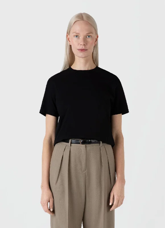 Women's floral t shirt Women's Boy Fit T-shirt in Black