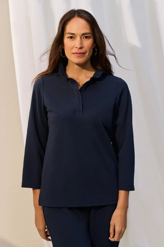 Women's machine - washable long sleeve jersey shirt Tammy Knit Crepe 3/4 Sleeve Popover Shirt Women's machine - washable long sleeve jersey shirt Tammy Knit Crepe 3/4 Sleeve Popover Shirt