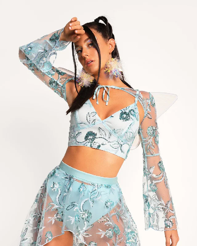 Women's convertible sleeve long sleeve twill shirt Heaven's Dust Tie-Front Ultra Crop Top Women's convertible sleeve long sleeve twill shirt Heaven's Dust Tie-Front Ultra Crop Top