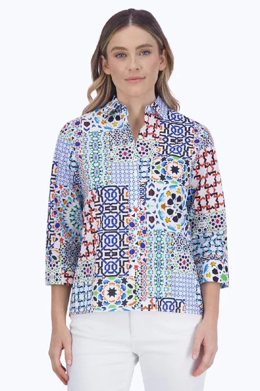 Women's ruffled long sleeve blouse shirt Kelly Intertwine 3/4 Sleeve Shirt