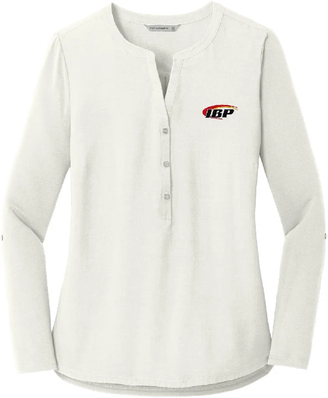 Women's gray t shirt Port Authority Ladies Concept Henley Tunic