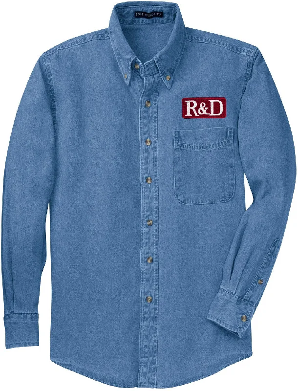 Women's sustainable long sleeve organic cotton shirt Long sleeve shirts for late autumnPort Authority Long Sleeve Denim Shirt