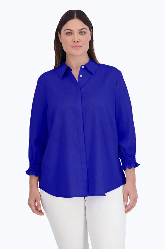 Women's boat - neck long sleeve shirt with cuffs Olivia Plus Solid Linen Shirt