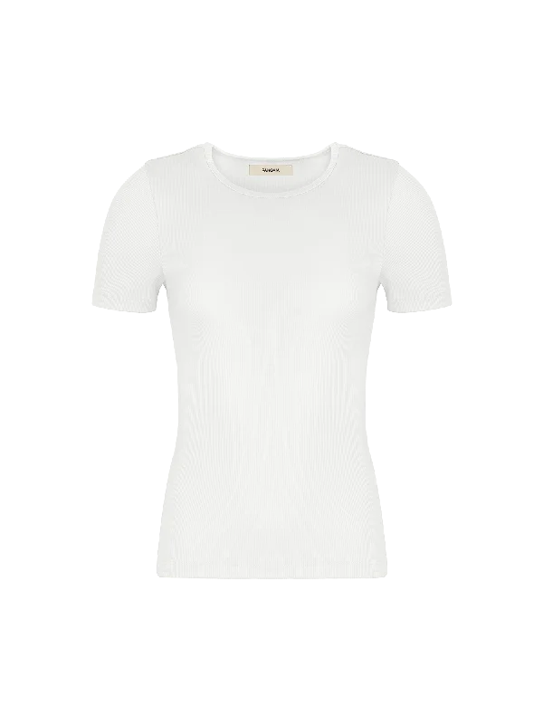 Women's black t shirt Women's 365 Lightweight Rib T-Shirt—off-white
