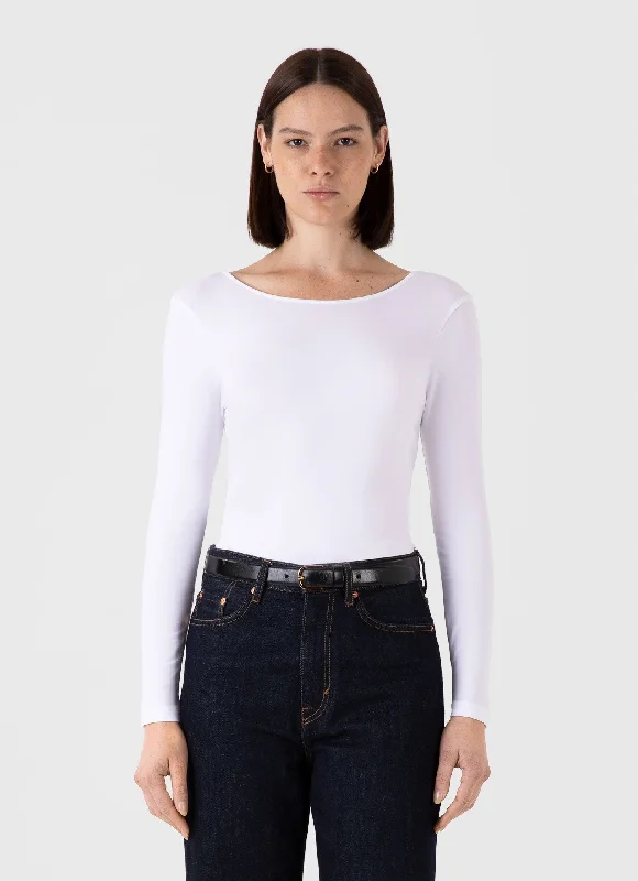 Women's maternity t shirt Women's Stretch Cotton Scoop Back Top in White