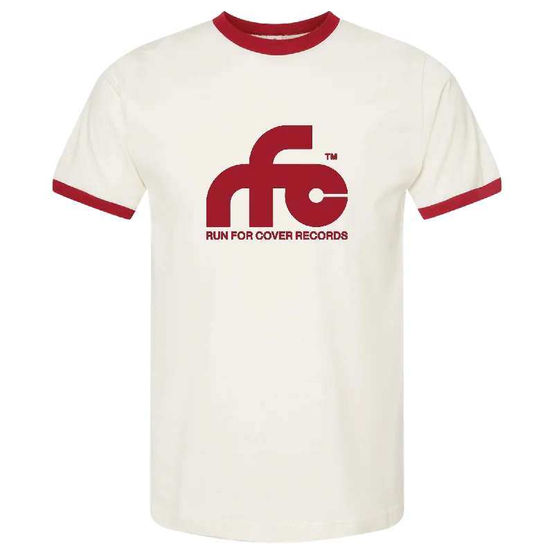 Women's gym t shirt Run For Cover - Logo Ringer Shirt (White/Red)