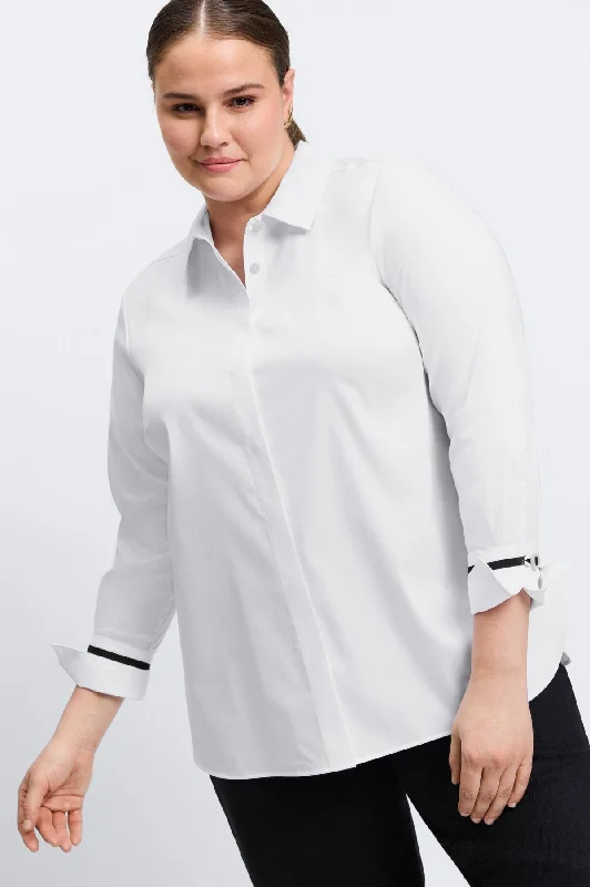 Women's zipper - front long sleeve performance shirt Victorian long sleeve ruffled shirtsIris Plus No Iron Stretch Matte Sateen Long Sleeve Shirt Women's zipper - front long sleeve performance shirt Victorian long sleeve ruffled shirtsIris Plus No Iron Stretch Matte Sateen Long Sleeve Shirt
