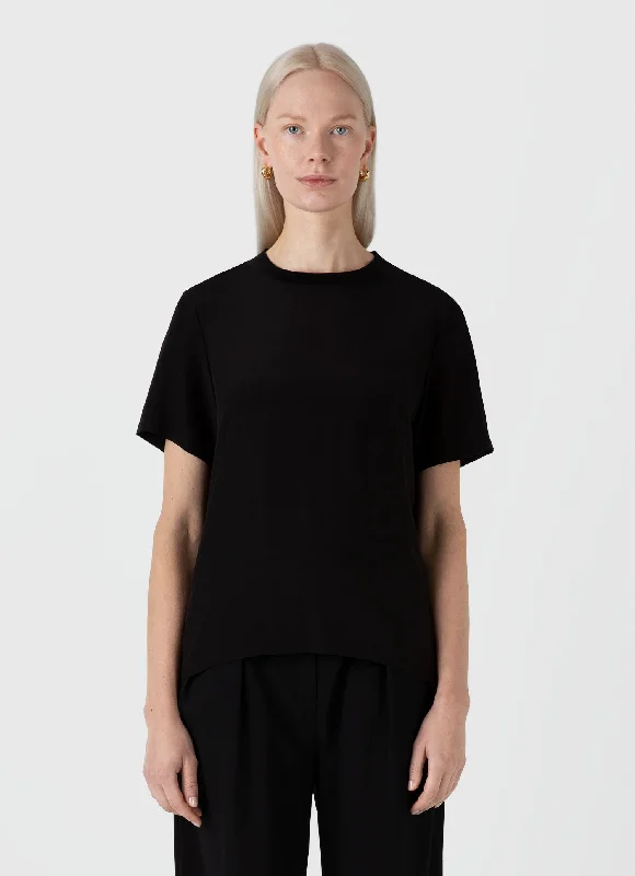 Women's nursing t shirt Women's Woven Silk T-shirt in Black