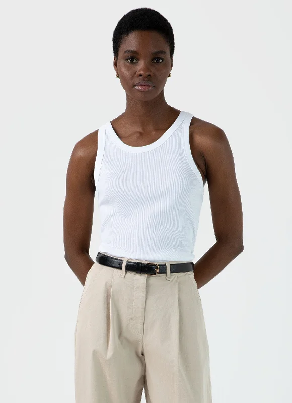 Women's lace t shirt Women's Ribbed Tank Top in White