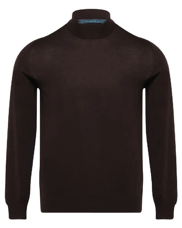 Chocolate Mock Neck Knit Sweater