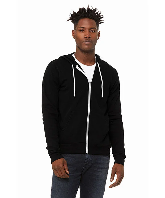 3739 - Bella + Canvas Unisex Poly-Cotton Fleece Full-Zip Hoodie | DTG Black