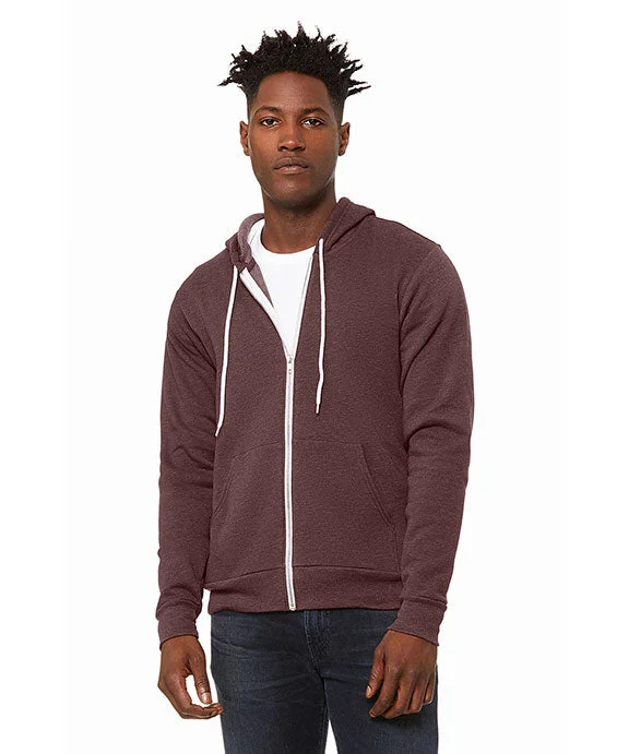 3739 - Bella + Canvas Unisex Poly-Cotton Fleece Full-Zip Hoodie | Heather Maroon