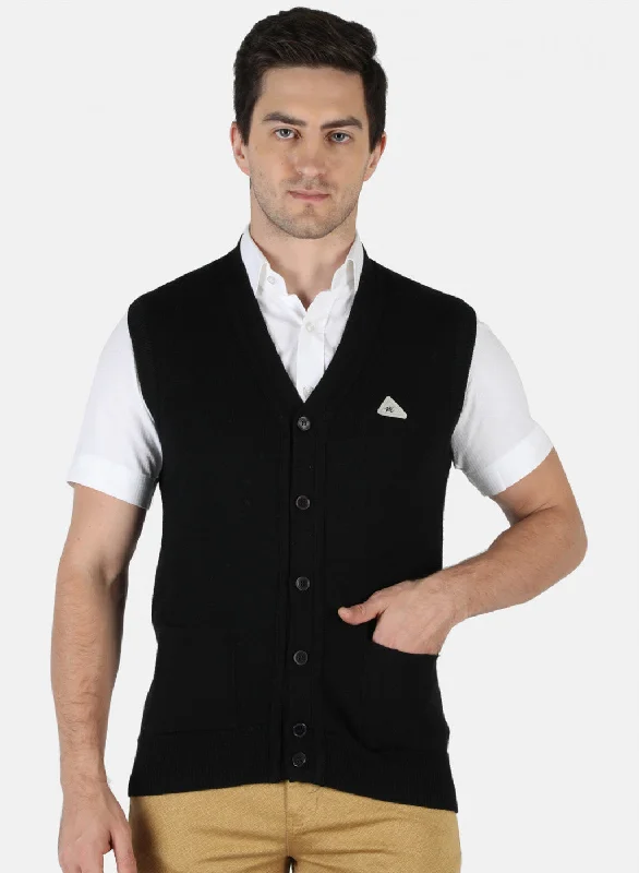 Men Black Solid Cardigan