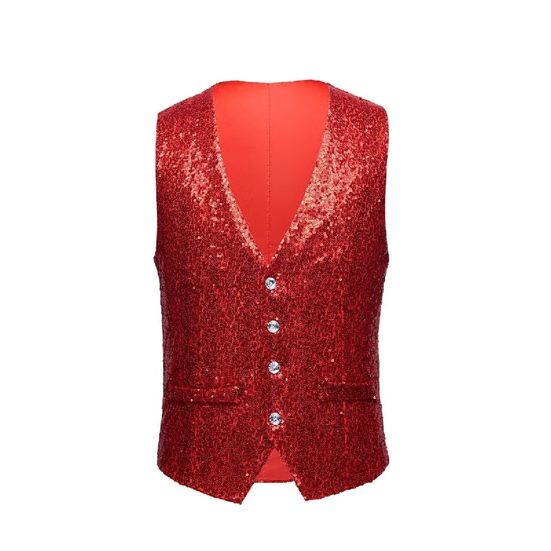 The Crystal Sequin Vest - Ruby