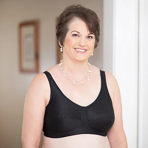 Women's bras with adjustable back closuresABC Rose Contour Mastectomy Bra Black