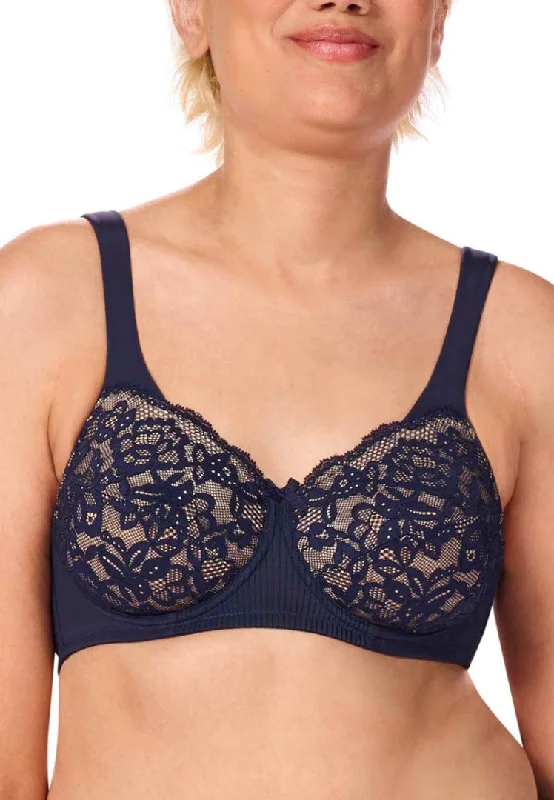 Women's geometric - patterned brasAmoena Kyra Wired Bra - Dark Blue/Sand