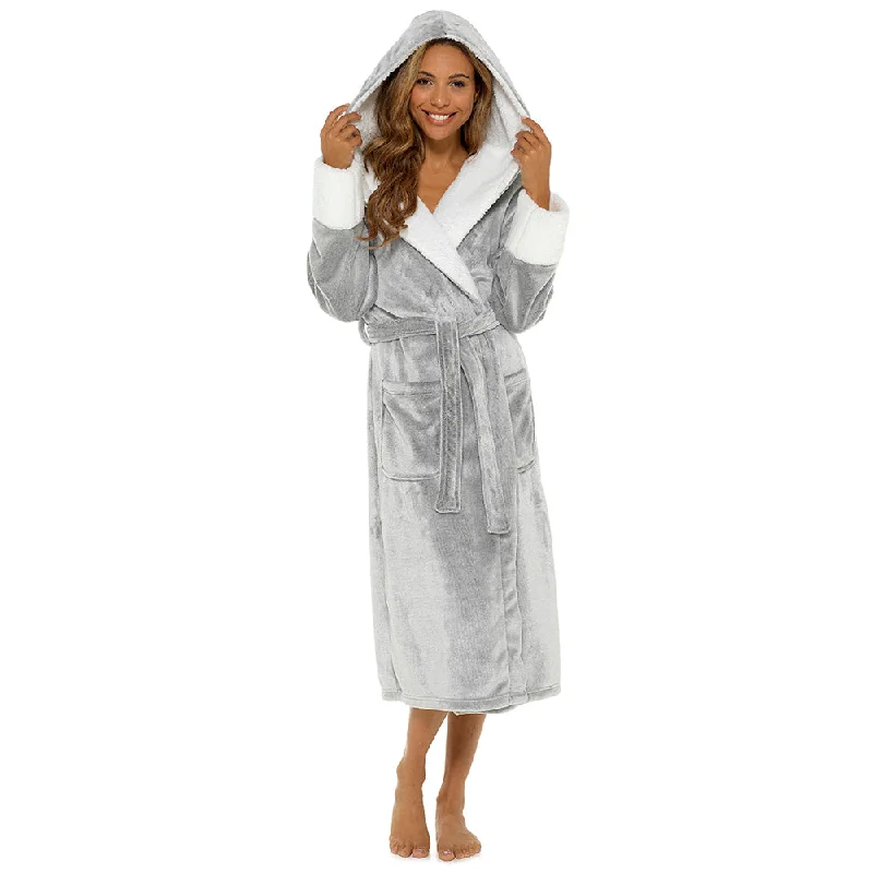 Women's black bras for a classic lookBras & Honey Womens Supersoft Luxury Full Length Fleece Hooded Bathrobe Grey Women's black bras for a classic lookBras & Honey Womens Supersoft Luxury Full Length Fleece Hooded Bathrobe Grey
