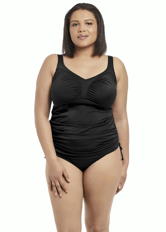 Elomi Essentials Tankini Top with Moulded Cups and Adjustable Side Womens Swimwear in Black Elomi Essentials Tankini Top with Moulded Cups and Adjustable Side Womens Swimwear in Black