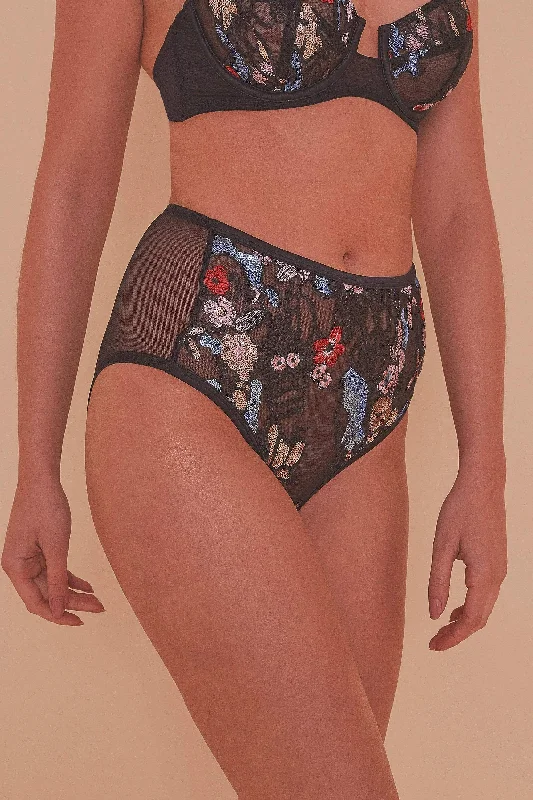 Women's mid - rise briefs with a bow detailElly Sequin Black HW Brief Core