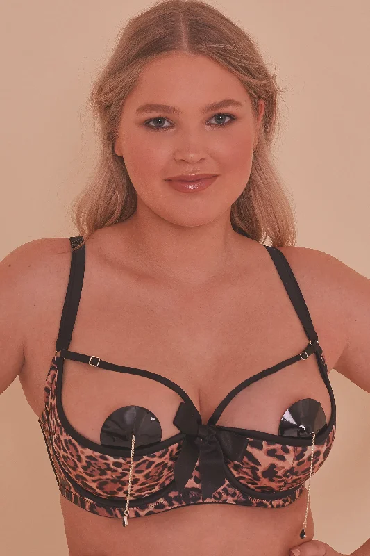 Women's bralettes with a soft, seamless styleFelicity Hayward Orchard Leopard Open Cup Bra Curve Women's bralettes with a soft, seamless styleFelicity Hayward Orchard Leopard Open Cup Bra Curve