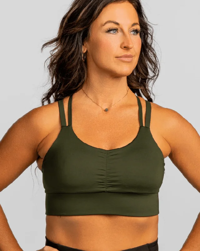 Women's bras with a lace overlayDouble Down Bra – JunipHer (Forest Green)