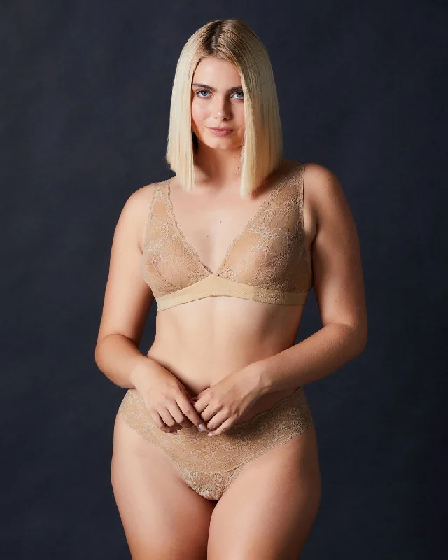 Women's bras with a lace overlaySapna Plunge Bralette