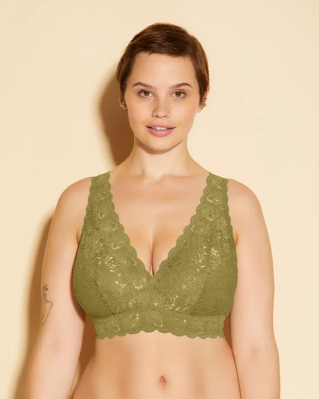 Women's bras with a lace overlayBralette Super Curvy A Corpetto Con Scollatura A V