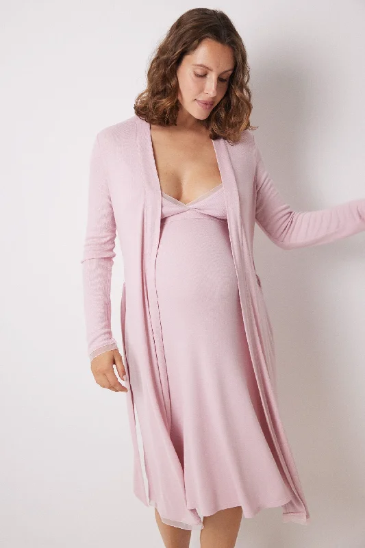 Pink viscose midi maternity robe