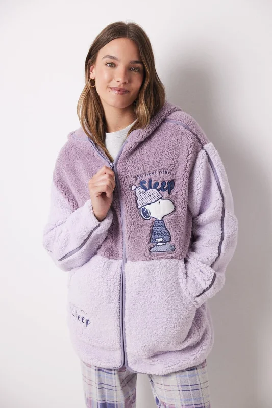 Short faux shearling Snoopy robe