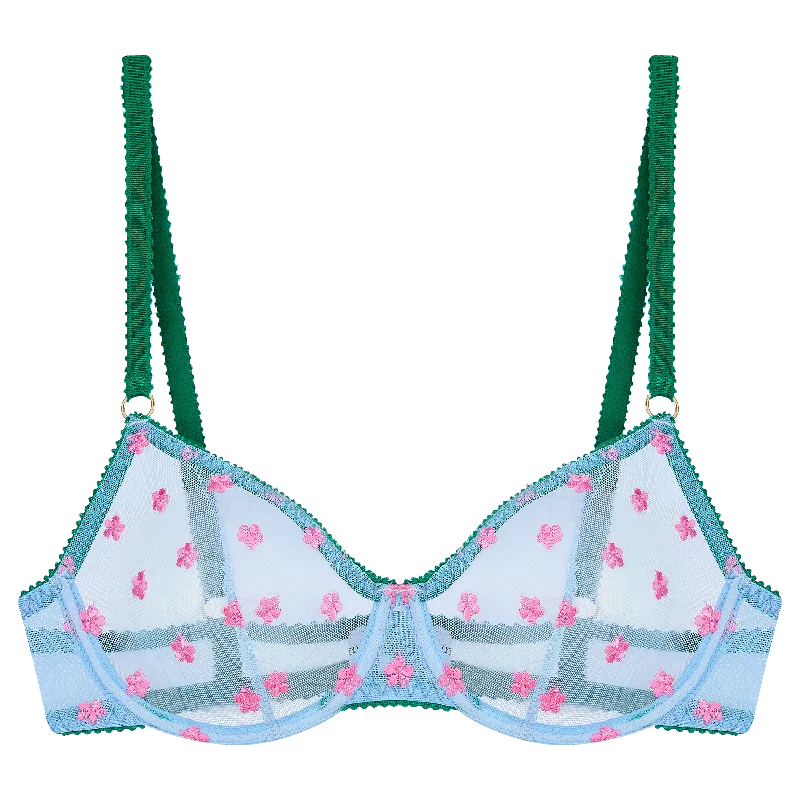 Women's bras with a satin finishSage Embroidery Underwire Bra