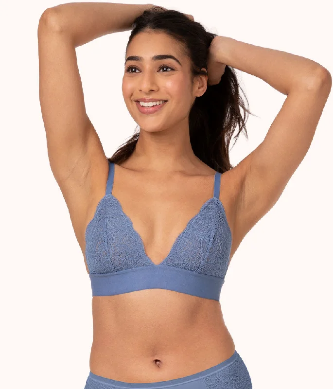 Women's bras crafted from stretchy spandexWomen's bras crafted from stretchy spandexThe Long-Lined Lace Bralette: Vintage Indigo Women's bras crafted from stretchy spandexWomen's bras crafted from stretchy spandexThe Long-Lined Lace Bralette: Vintage Indigo
