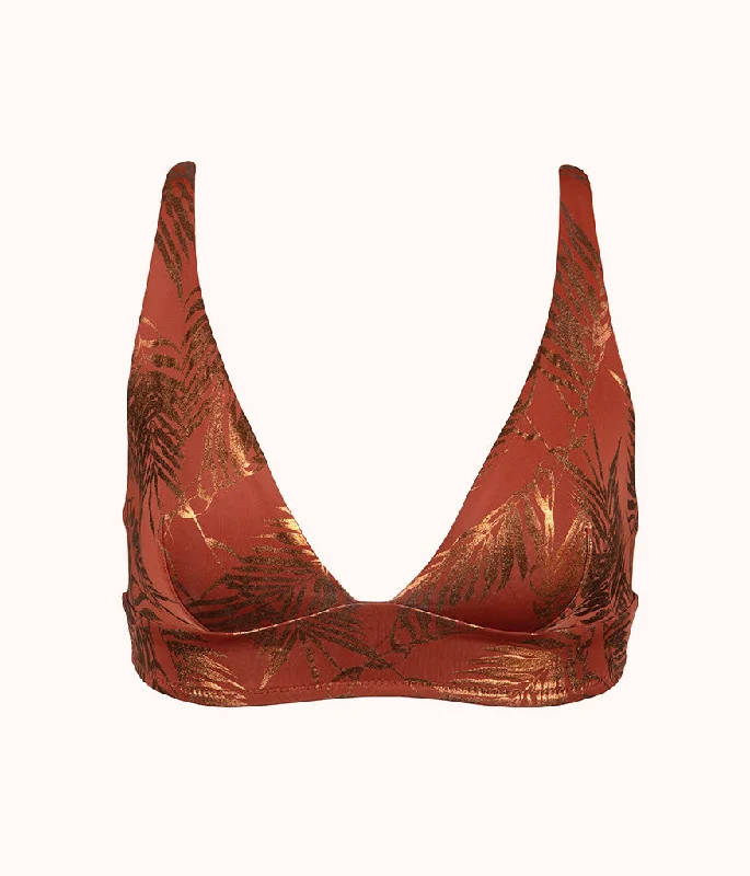 Women's bras with moisture - wicking propertiesWomen's bras with moisture - wicking propertiesThe Metallic Palm Plunge Bralette: Burnished Mahogany/Metallic Palm Print Women's bras with moisture - wicking propertiesWomen's bras with moisture - wicking propertiesThe Metallic Palm Plunge Bralette: Burnished Mahogany/Metallic Palm Print