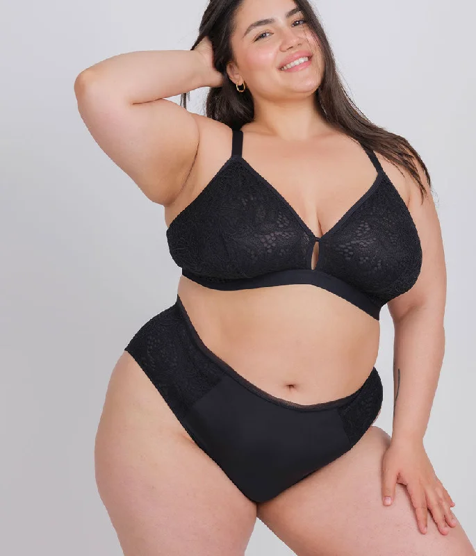 Women's bras with a neoprene componentWomen's bras with a neoprene componentThe Palm Lace Busty Bralette: Jet Black