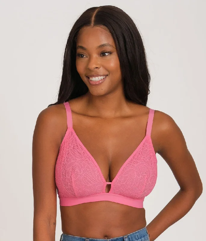 Women's demi - cup bras for a sexy lookWomen's demi - cup bras for a sexy lookThe Palm Lace Busty Bralette: Pink Hibiscus