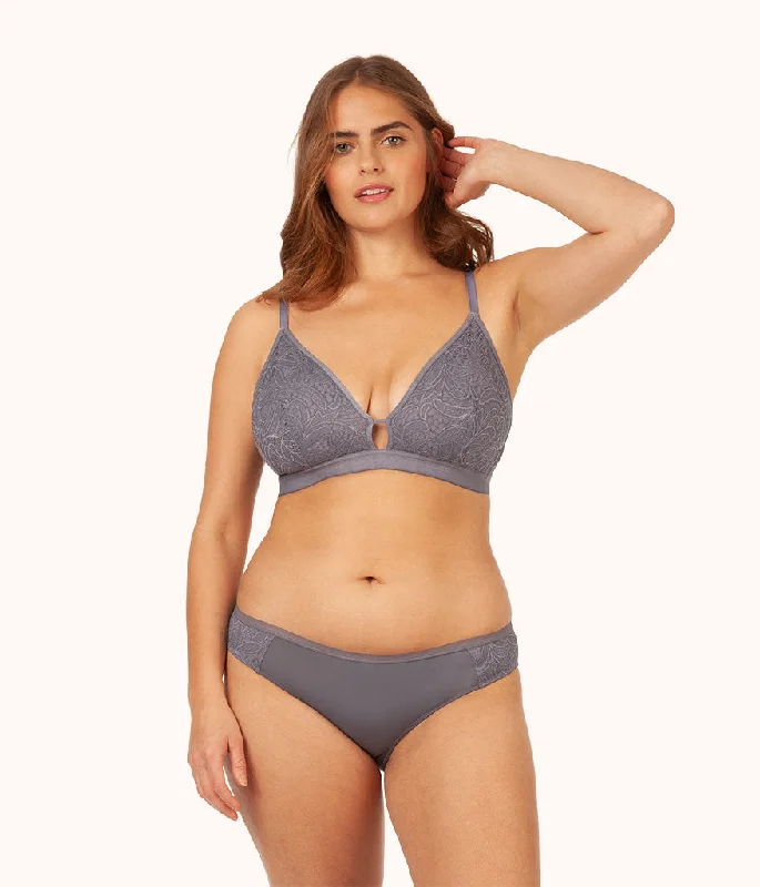 Women's strapless bras with silicone gripWomen's strapless bras with silicone gripThe Palm Lace Busty Bralette: Smoke