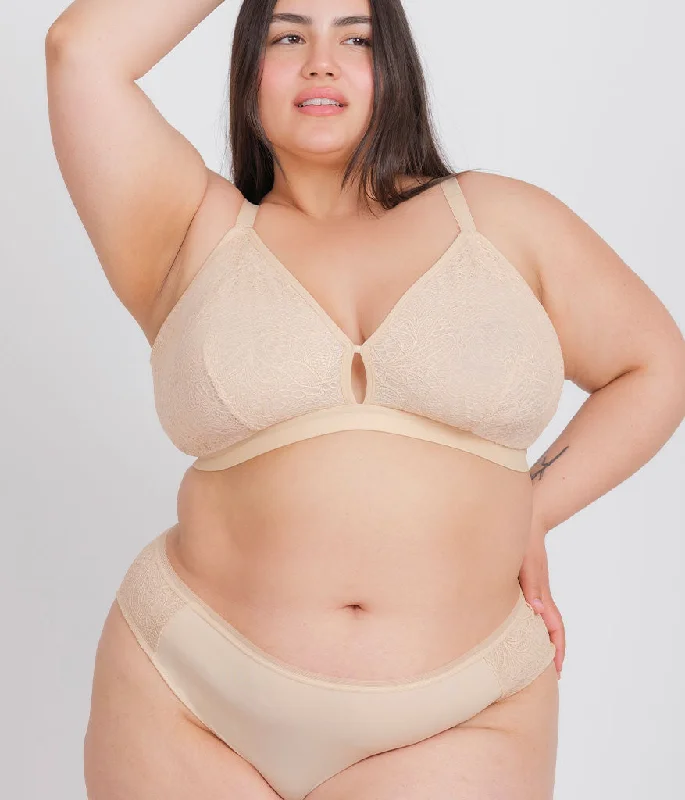Women's nursing bras with easy - access clipsWomen's nursing bras with easy - access clipsThe Palm Lace Busty Bralette: Toasted Almond
