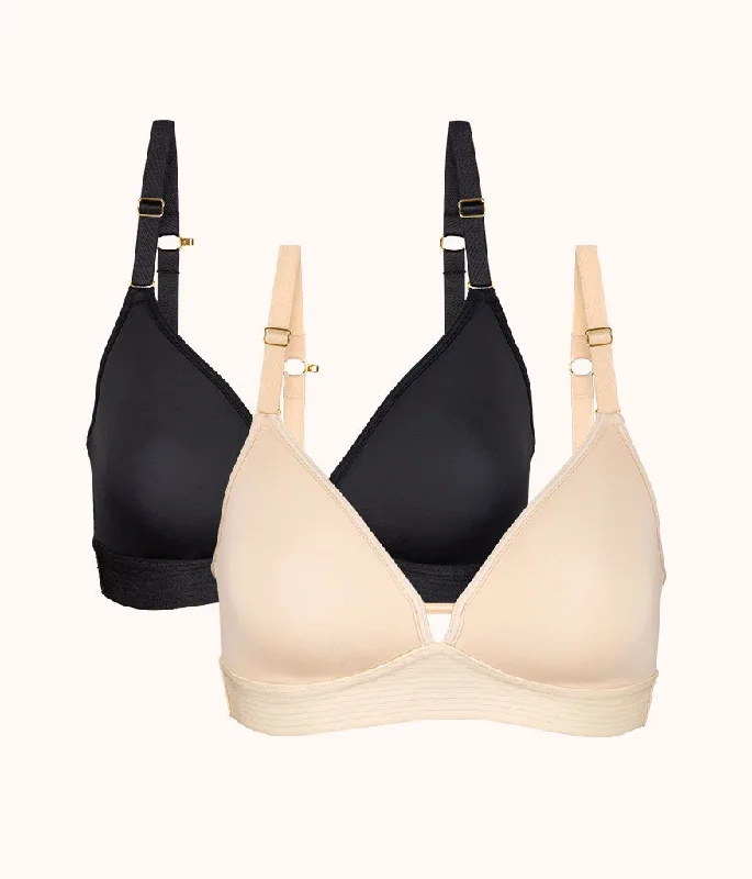 Women's striped brasWomen's striped brasThe Spacer Bra Bundle: Jet Black/Toasted Almond
